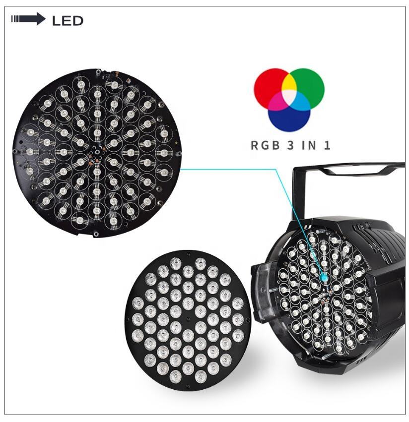 Aluminum 54x3W RGB 3IN1 RGBW Die Casting Indoor 8 Channel LED Par Can Stage Light