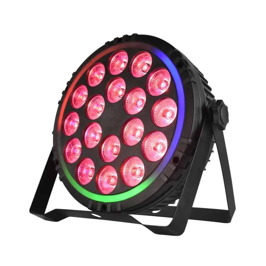 High Brightness Mini Flat 18x4w RGBW 4in1 Led Par Light Dmx Church Par Stage Light With Halo Ring for DJ Disco Show Party