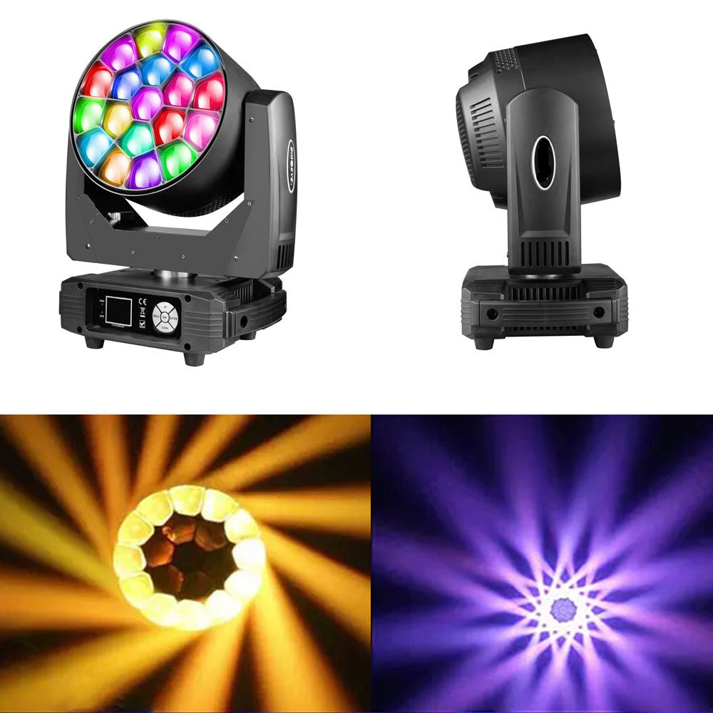 DJ ZOOM Beam Wash Bee Eye 19x15W LED Moving Head Stage Light Factory